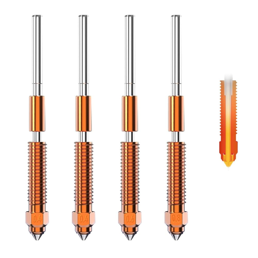 3IDEA CR K1C Nozzle, Unicorn Quick-Swap 0.4mm, 0.6mm, 0.8mm 4PCS Nozzle Kit Copper Alloy and Hardened Steel 3D Printer Nozzle for K1C, Ender 3 V3-picture-26