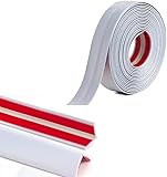Cornière PVC,1x1cm Revêtements d'angle Autocollant Plinthe Souple Protection d'angle Bordure d’angle de Mur Bande Décorative pour Plans de Travail,Carrelage, Coin de Mur,Meubles,Blanc 5M