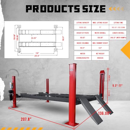 Chery Industrial 4H150 Heavy Duty 15,000Lbs 4-Post Car Lift thumb #2
