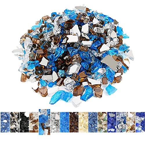 Hisencn Fire Pit Glass Rocks - High Luster Reflective Tempered Fire Glass For Propane Fire Pit, Outdoors And Indoors Natural Or Propane Fireplaces, Landscape Decoration, 1/2 Inch Firepit Glass 10 Lbs #TOP20