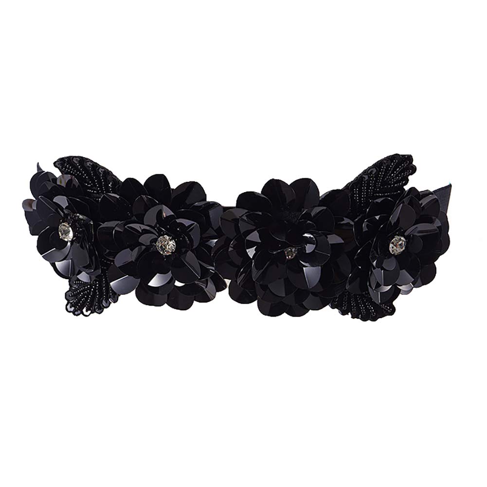 Sparking Rhinestone Crystal Women's Elastic Wide Skinny Waist Stretch Belt for Dress