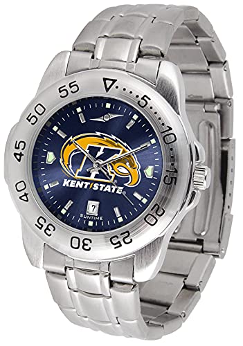 Image of SunTime Men's Kent State Golden Flashes Sport Watch, 20mm Stainless Steel Strap, Reflective Shiny Dial with Date