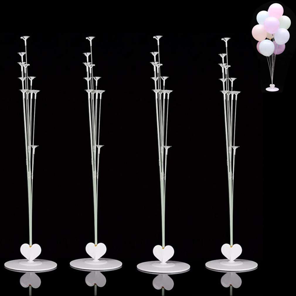 MDINCBalloon Stand Kits, 28" Height Clear Column Balloon Stand for Table, Reusable for Happy Birthday Party Wedding Show Celebrations Decorations, 4 Sets