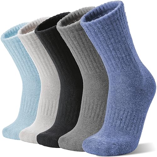 Image of Sandsuced 5 Pack Merino Wool Boot Hiking Socks for Women Warm Winter Thick Thermal Cozy Work Soft Ladies Socks