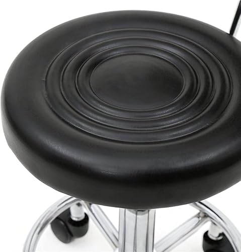 Miniatura 7 de Goujxcy Taburete multiusos para salón, taburete giratorio ajustable con cojín trasero y ruedas, perfecto para salón de belleza, spa, tatuaje,