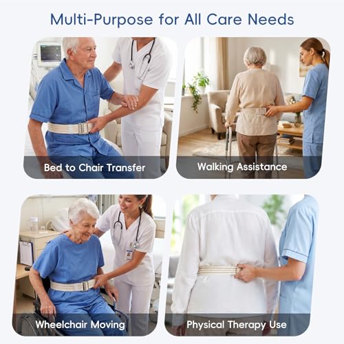 Image of Gait Belt for Seniors 63 Inch with Sturdy Metal Buckle - Adjustable Physical Therapy Strap Transfer & Walking Assist Belt Safety Belt for Elderly Disabled Caregivers, Nurses, Physical Therapists