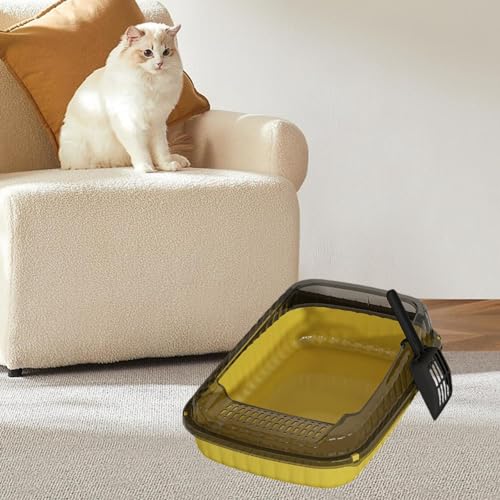 Caja de arena abierta para gatos Baoblaze amarillo miniatura 6