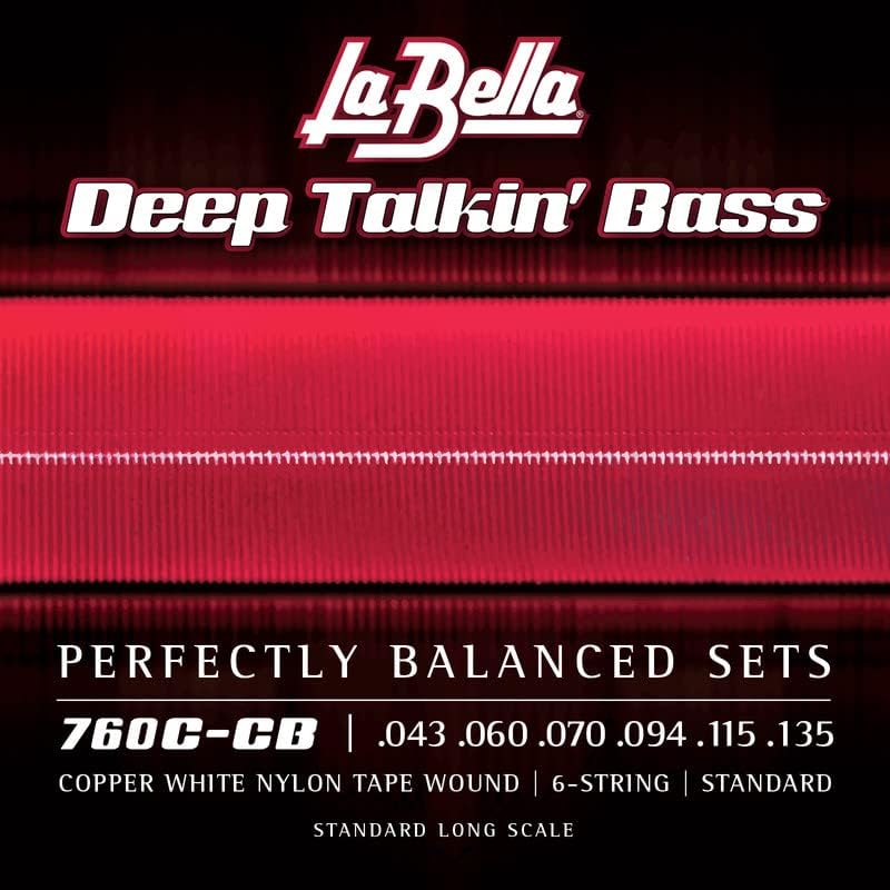 La Bella Strings »DEEP TALKIN' BASS - 760C-CB WHITE NYLON - 6-STRING E-BASS« Corde per Basso Elettrico 6-Corde - Copper White Nylon Tape Wound - Standard: 043-135