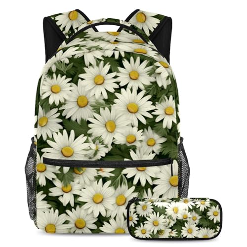 Sac à dos marguerites floral - Ensemble 2 pièces idéal pour le lycée et sorties