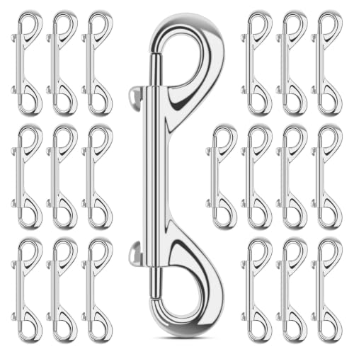 ERKOON 3.5 inch Double Ended snap Hooks 110lbs Metal Clips Load Capacity Zinc Alloy Double Sided Clips Heavy Duty Trigger Snap for Dogs Leashes/Water Bucket/Horse Feed/Hammocks Bolt snap (20)