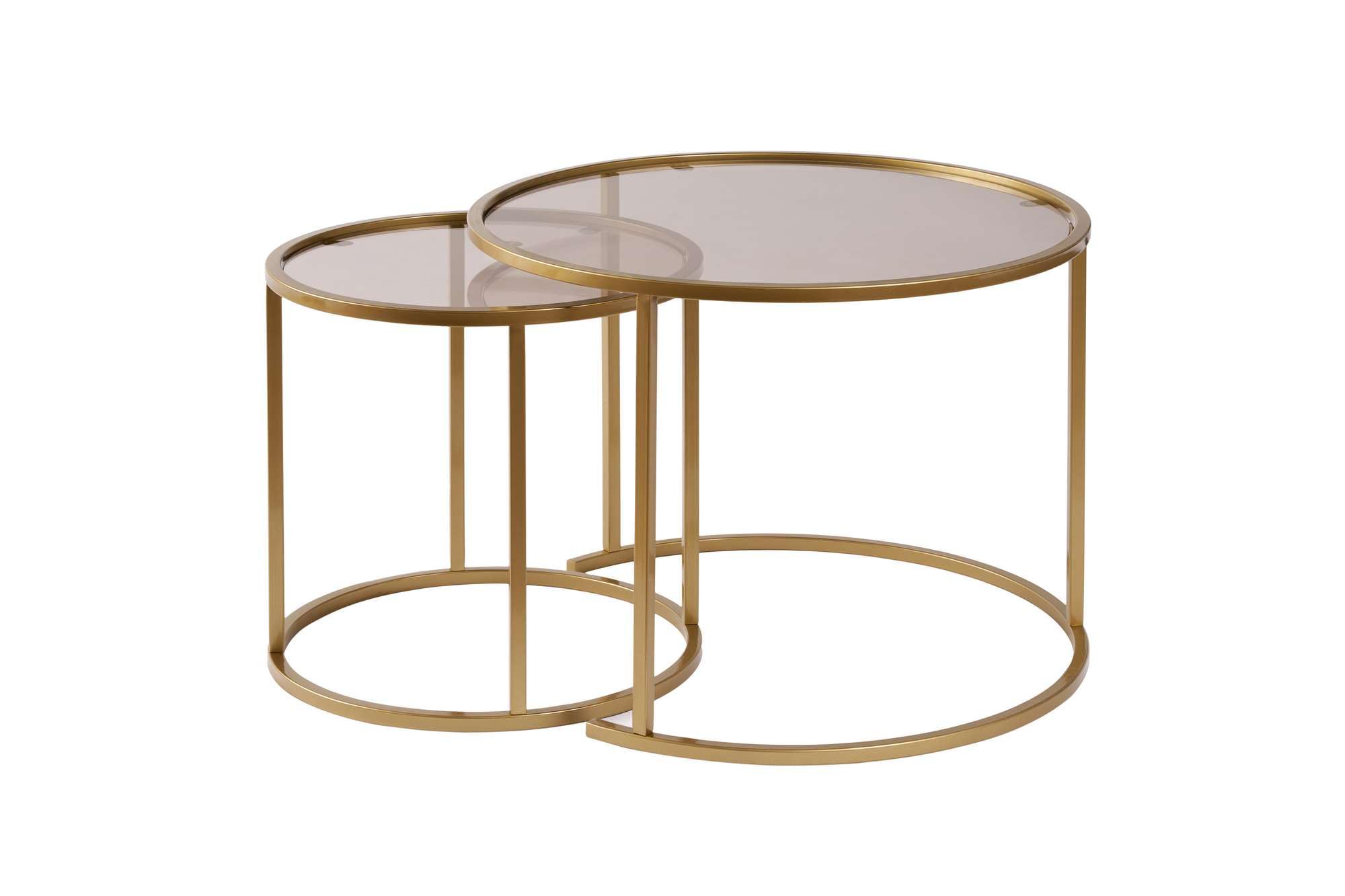Table à café Hanah Home dorée 60 cm ensemble de 2 pièces en verre trempé