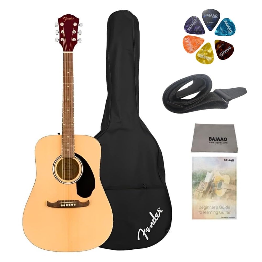 Fender FA-125 Dreadnought Acoustic Guitar with Concert Bag, Polishing Cloth, Belt, Cubes and E-Book