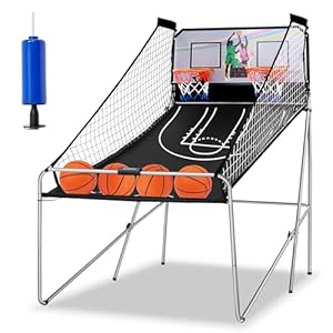 Foldable Electronic Dual Basketball Arcade Game,Double Shot 2Player,8 Game Options w/4 Balls LED Scoring System & Indoor Basketball Game for Kids, Youth Adults