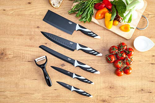 Cecotec Juego de 6 Cuchillos de Cocina de Alta Gama. Cuchillos Profesionales de Estilo Suizo. Color Blanco o Negro. Swiss Chef (Negro) - imagen 4