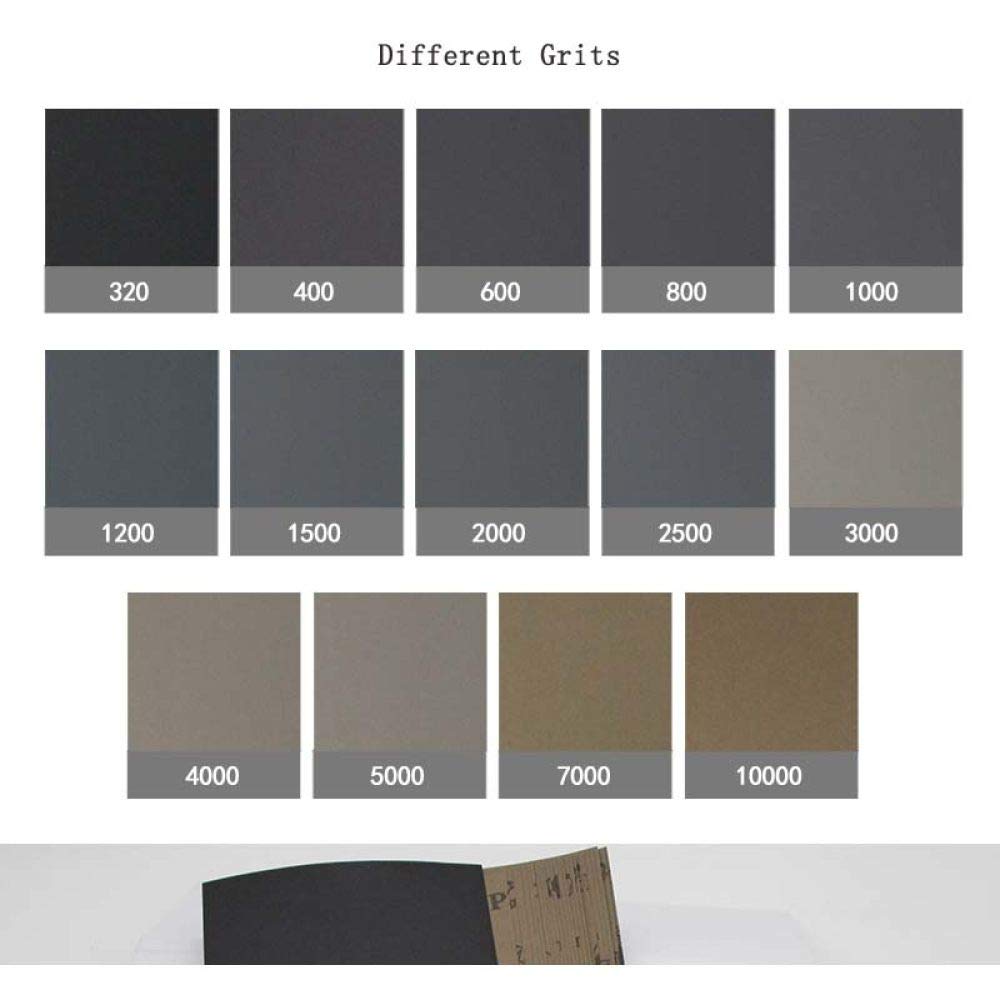 42 pezzi di carta vetrata impermeabile da 320 a 10000 grana, 9 '' x 3,6 '', per finitura di mobili in legno, levigatura di metalli e lucidatura automobilistica, 10000