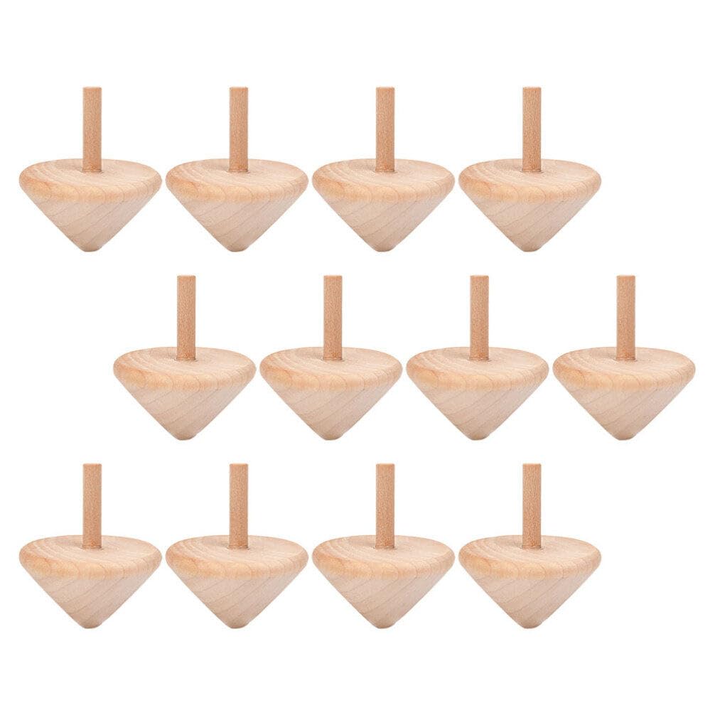 TOPPERFUN 12Pcs Wooden Spinning Tops, Unfinished Wooden Spinning Tops, Painted DIY Spinning Tops for Parties, Festivals, 5.50X4.50X4.50CM