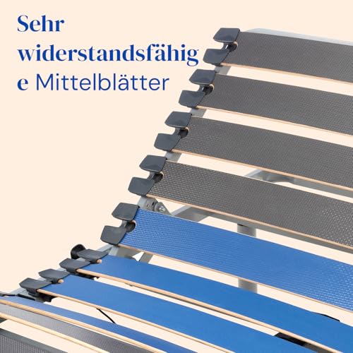Geriafy - Elektrisch Verstellbarer Lattenrost | 90x190 cm | Verstärkt und kompakt | Kabelgebundene Fernbedienung und in 4 Höhen verstellbare Beine