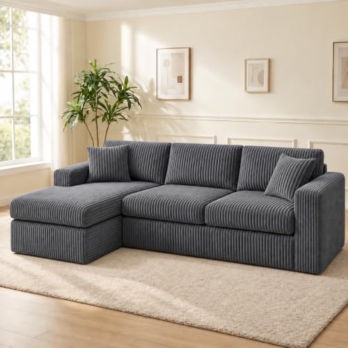 Nuturelly 103" Modular Sectional Sofa, Boneless Couch, No Assembly, Gray