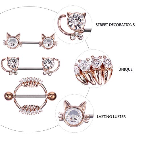 ARTIBETTER 3 Pares de Anéis de Mamilo Parafuso de Aço Inoxidável Mamilo Anel de Língua Halteres Mami