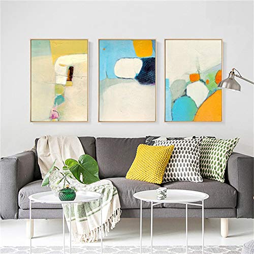 Peinture abstraite salon 50x70cm lot de 3 toiles murales pour decoration interieure de bureau