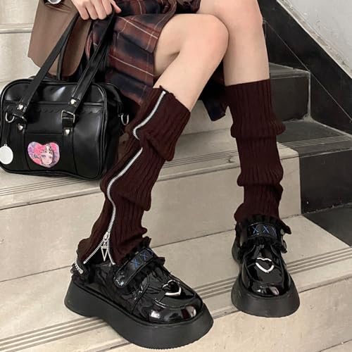 Image of Leg Warmer Personalized Warmth Zipper Knitted Leg Socks Y2K Cool Spicy Girls' Calf Cover