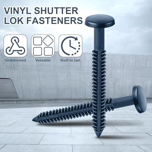 Image of Blulu 60 Pcs 3 Inch Vinyl Shutter Fastener Window Panel Peg Lok Pin Pegs Screws Shutter Spikes Anchor (Classic Blue)