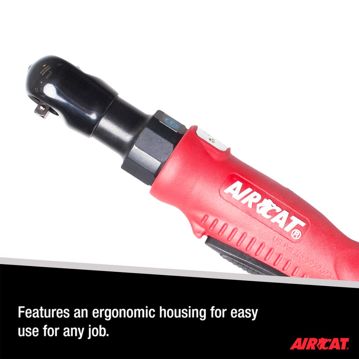 AIRCAT Pneumatic Tools 801: Composite Ratchet 320 RPM, 35 ft-lbs Maximum Torque - 3/8-Inch, Red/Black - Image 3