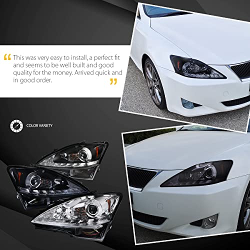 AUTOZENSATION Compatible with 2006-2010 Lexus IS250/IS350 Black Smoke Projector Headlights Sequential LED L + R Pair Headlamp - Thumbnail 5