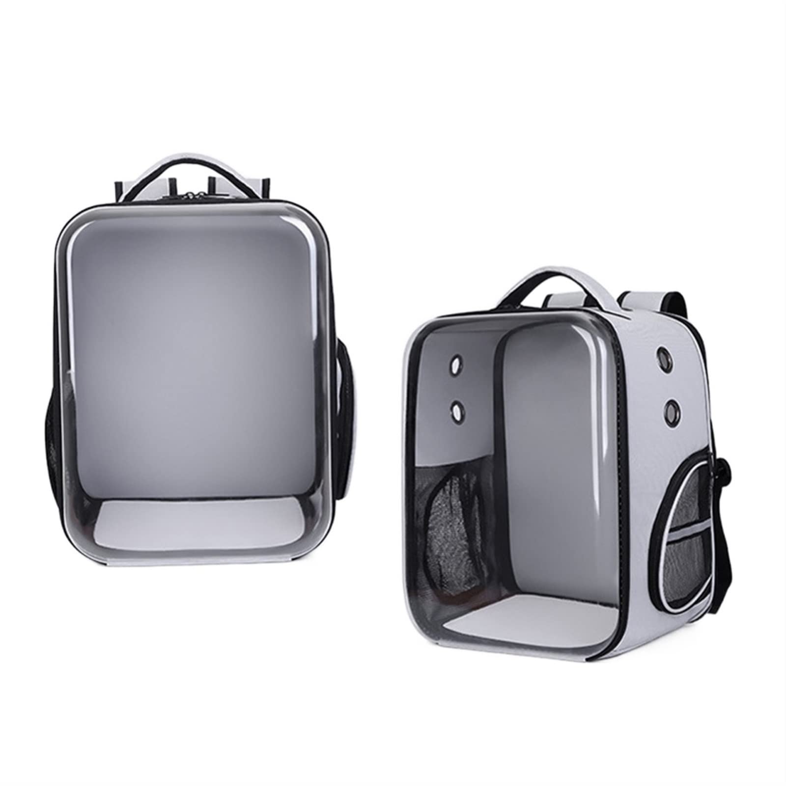 AttreX Cat Backpack Pet Cat Carrier Bag Cat Carrier Backpack Square Outdoor Carry Travel Pet Bags Breathable Transparent Cats Double Shoulderbag (Color : Gray)