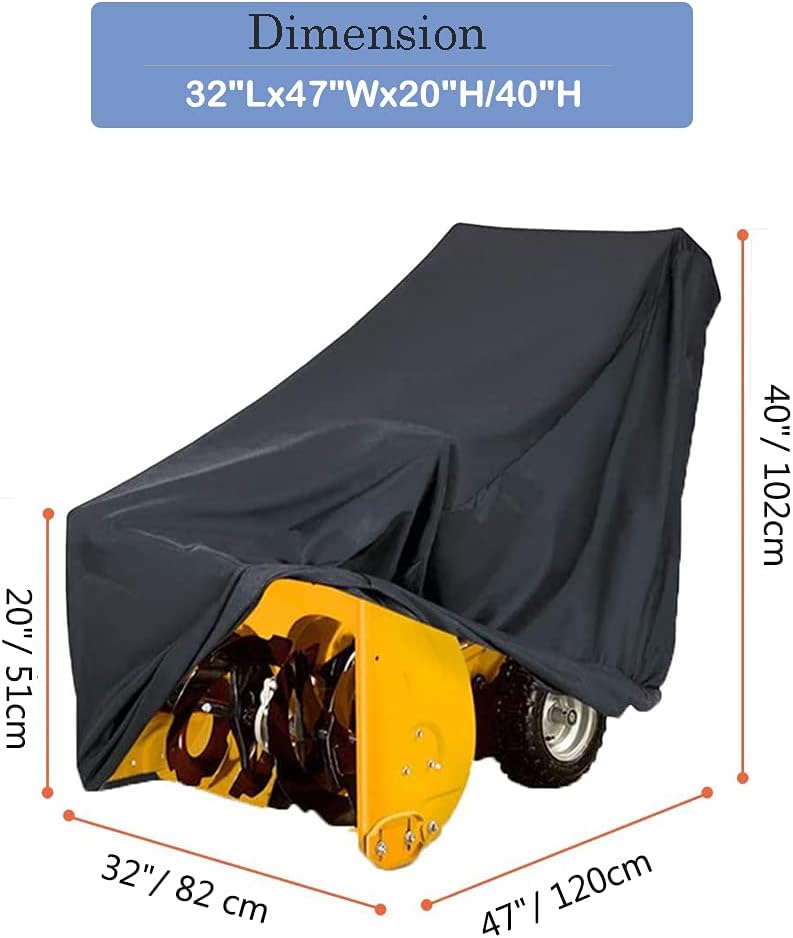 review BOSKING Universal Snow Thrower Cover Waterproof Heavy Duty 420D Oxford Polyester, UV Protection, Fit Most Electric Two Stage Snow Blowers with Adjustable Drawstring & Storage Bag (47