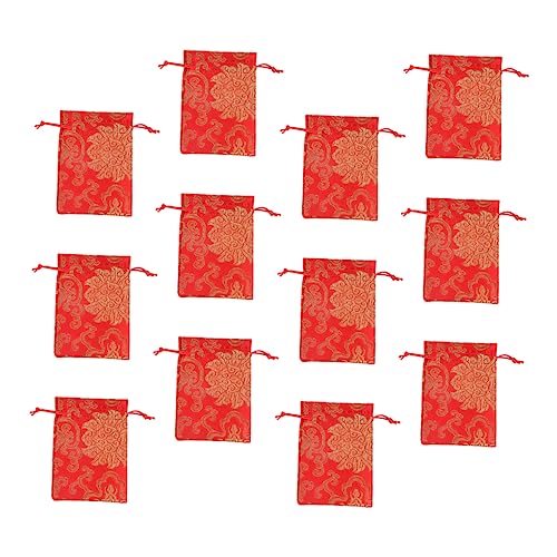 LRXIYODE 12個刺繍束口袋 小物用 ポーチ 結婚式お菓子袋 かわいいデザイン アクセサリー収納用