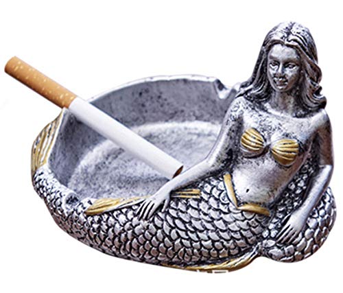 Aibote Cendrier de bureau rétro 3D en forme de sirène pour la maison, le bureau, les loisirs créatifs Cover