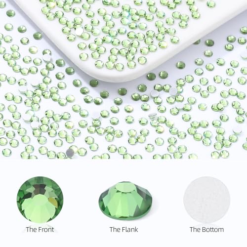 Image of Light Green Flatback Rhinestones, Glass Rhinestones for Nail Art and Craft, Glue Fix, Loose Crystal Gemstones(Lt.Green, SS8, 2880pcs, 2.3-2.5mm)