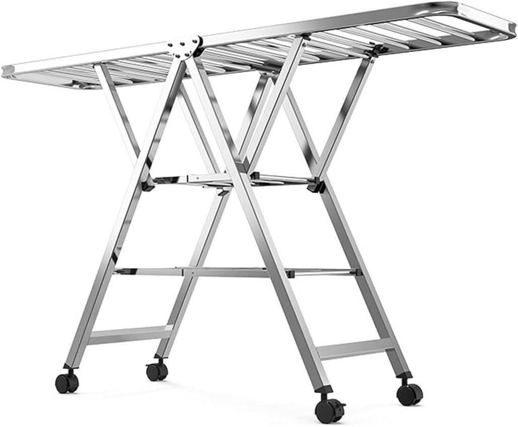 Foldable Space-Saving Clothes Rack Floor-Standing Clothes Rack Tripod Portable Rotating Clothes Rack，Heavy Duty Stainless Steel Foldable Clothes Drying Rack, Compact & Space-Saving for Indoo