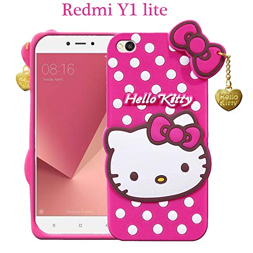Image of Unirock Hello Kitty Back Case Cover for Redmi Y1 lite| 3D Cute Hello Kitty Case |Soft Silicone Rubber Back Cover with Pendant Kitty Cover for Redmi Y1 lite (Pink)