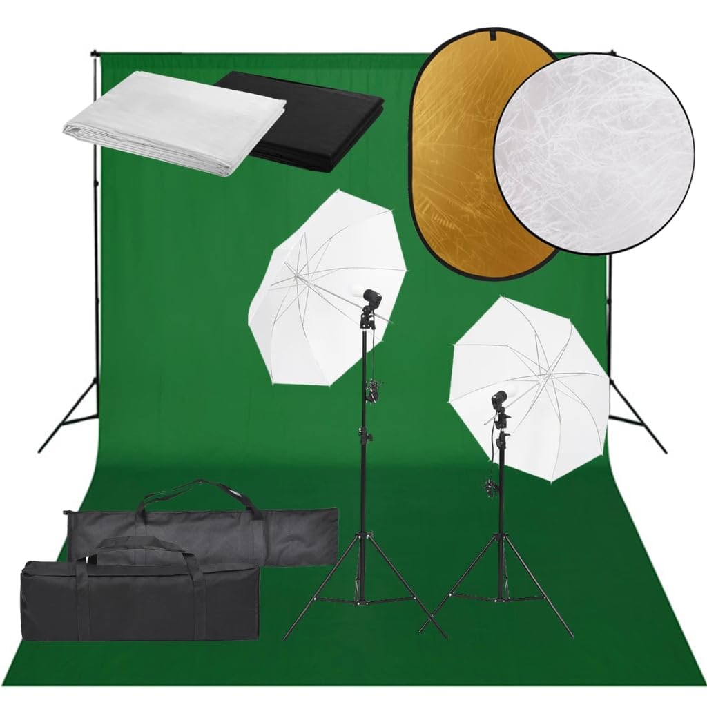 Kit da studio fotografico con illuminazione, sfondo, riflettore, lampade a LED per luce diurna, treppiedi in alluminio, temperatura di colore 5500 K, dimmerabile, per foto, video, ritratti