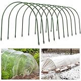 FOTMISHU Garden Hoops, 10PCS Greenhouse Hoops Rust-Free Grow Tunnel, All-in-one 23.6' x 25.6' Garden Stakes with Plastic Coated Plant Supports for Raised Beds Row Cover Garden Fabric
