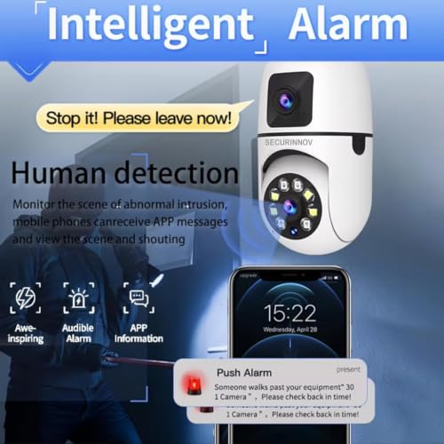 Image of securinnov 4MP /8MP Dual Lens WiFi Light Bulb Camera | Full HD | Color Night Vision | Motion Detection | Two Way Audio | Wireless Home Security Camera with Mobile App V380 Pro (Dual Lens Light Camera)
