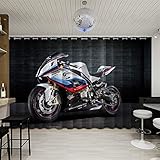 PrimaevalColossus Motorrad Thema Außenvorhang Gardinen Blickdicht Vorhang mit Tülle Top Wasserdicht Winddicht, Verdunkelung für Veranda Pavillon Privatsphäre (1 Panel),Style 3,300 x 270cm