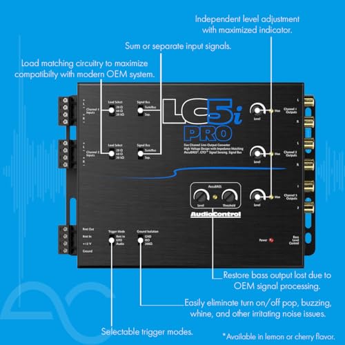 AudioControl LC5iPRO 5-Channel Line Out Converter with AccuBASS, Superior Sound Quality Audio with Seamless Integration, ACR-1 Dash Remote Included