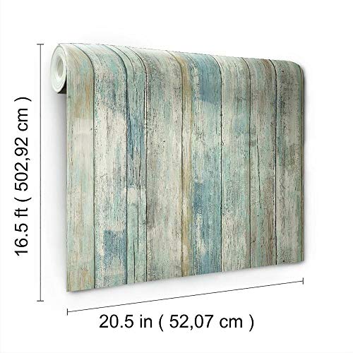 Roommates Rmk9052Wp Blue Distressed Wood Peel And Stick Wallpaper #TOP5