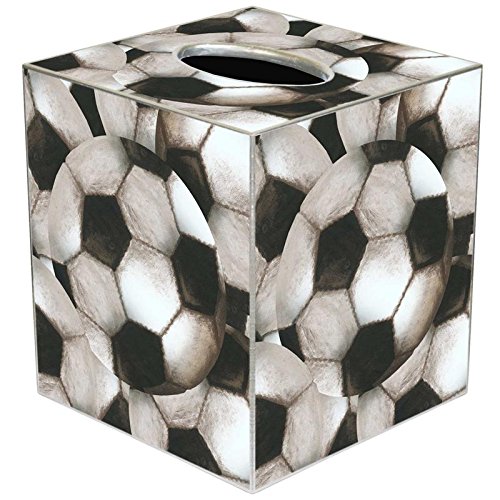 Antique Soccer Paper Mache Tissue Box Cover