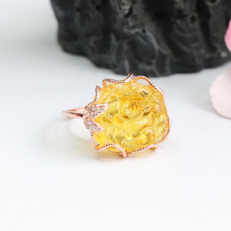 Bagues en argent sterling S925 et pierre cire d'abeille - 3