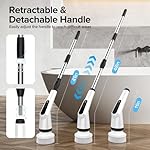 Electric Spin Scrubber, Dreazu IPX7 Shower Scrubber with 7 Replaceable Brush Heads & Retractable Handle, 2-Speed Adjustable Shower Cleaner for Bathroom, Bathtub, Kitchen, Tile Floors - Image 2