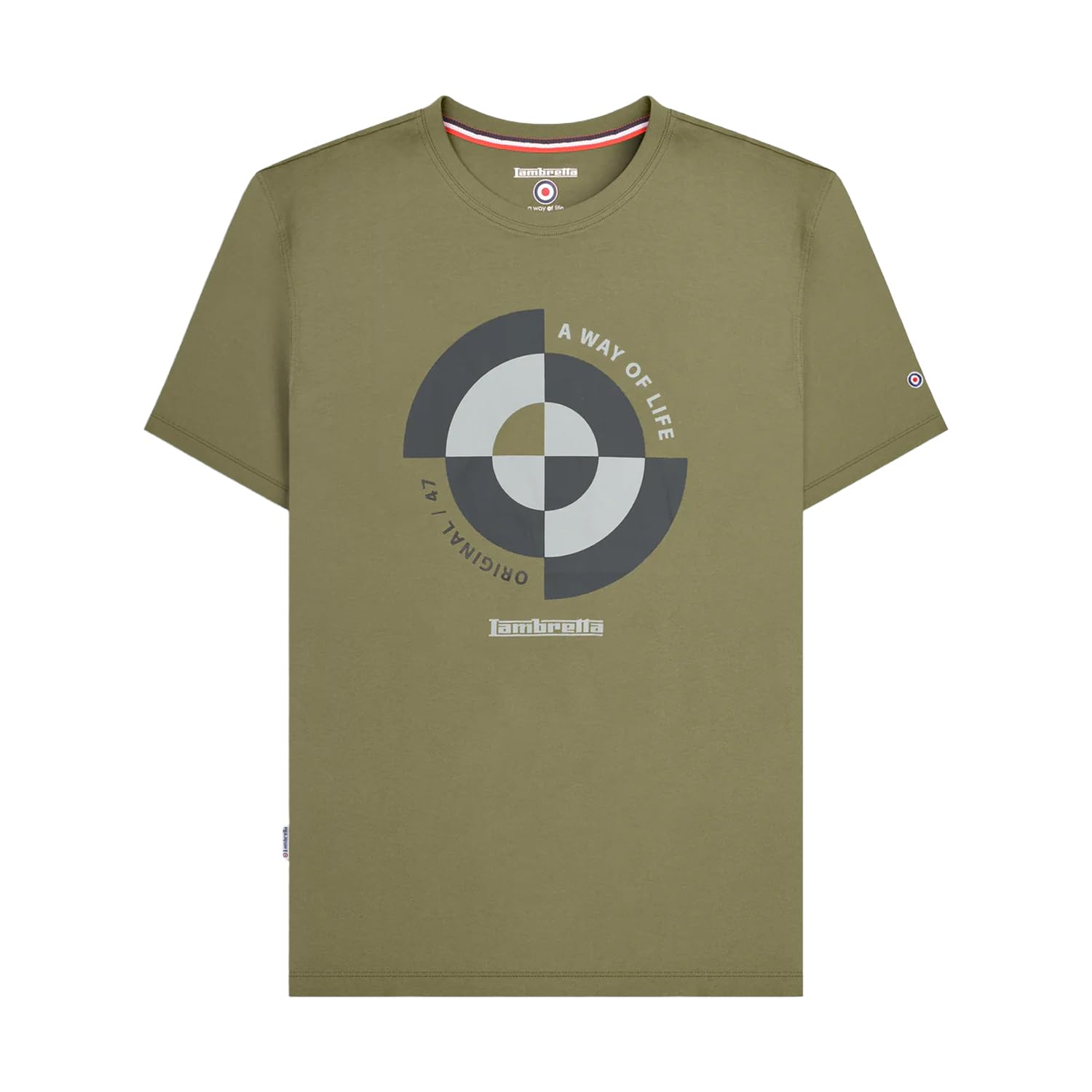 Lambretta Mens Target Quadrant Tee Big & Tall T-Shirt Short Sleeve - Khaki - 4XL