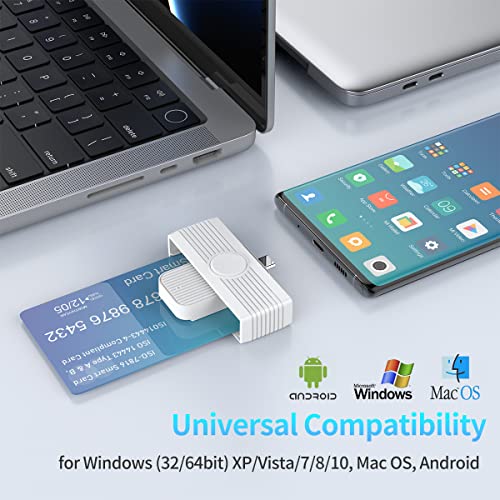 Type C Cac Reader, Dod Military Usb C Common Access Cac Card Reader, Usb Smart-Fold Type C Smart Card Reader Piv Cac Reader Compatible With Windows, Mac Os And Android Phone #TOP2