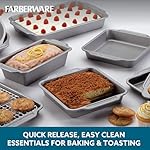 Farberware Nonstick Steel Bakeware Set with Cooling Rack, Baking Pan and Cookie Sheet Set with Nonstick Bread Pan and Cooling Grid, 10-Piece Set, Gray - Image 3