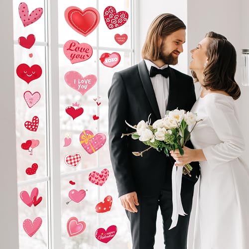 Valentines Day Decorations - Heart Valentines Window Clings | Valentines Decor Indoor - Valentines Day Accessories for Home Class School | Valentines Party Favors | Valentines Gifts Crafts for Kids - Thumbnail 7