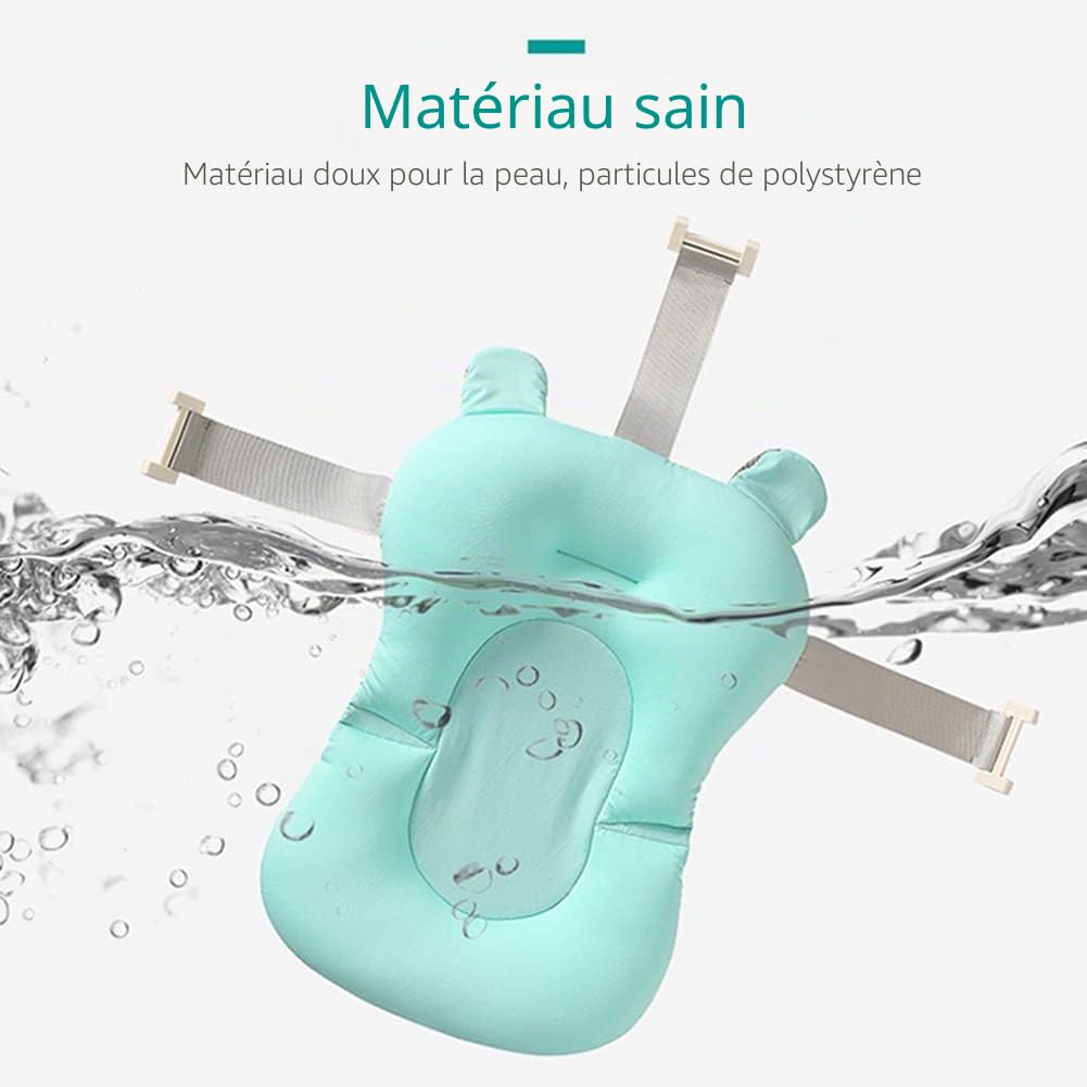 Coussin de Bain Réglable pour Bébé - Siège de Bain pour Tout-Petit, Réducteur de Baignoire, Tapis Antidérapant Pliable et Confortable