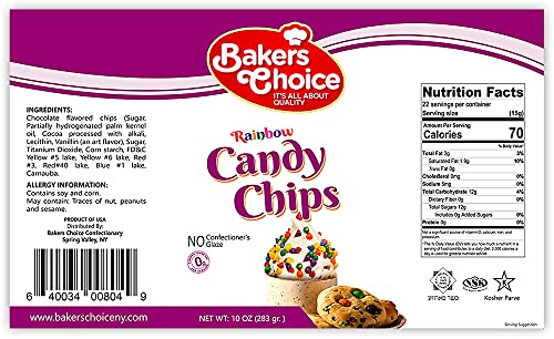 Rainbow Candy Coated Chocolate Chips - Dairy Free, Kosher - 10 Oz. - Baker's Choice #TOP3